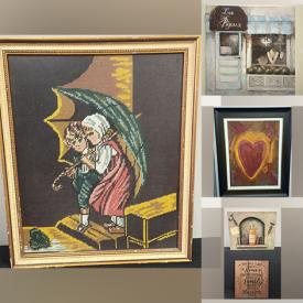 MaxSold Auction: This online auction features collection of art works such as painting on canvas, print, Asian silk art, lithograph, framed needle point artwork, paintings, mirror, wall art and much more.