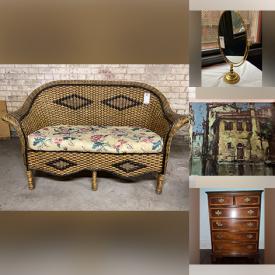 MaxSold Auction: This online auction features mirrors, Chinese hardwood chairs, TV, NIB small kitchen appliances, Paul Klee Print, antique oak trestle table, DVD duplicator machine, wicker settee, Legos, dolls, slab of onyx, toys, educational toys, newborn & kids clothing, sewing & craft supplies and much more!