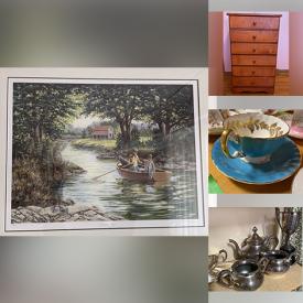 MaxSold Auction: This online auction features framed paintings, lighting, silver plate, fine china, crystal ware, furniture such as coffee table, wooden chairs, side tables, office chairs, file cabinets and dressers, luggage, kitchenware, CDs, vinyl records, GE stereo, Simoniz pressure washer, car care, power tools and much more!