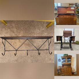 MaxSold Auction: This online auction features cedar hope chest, antique sewing machine, china cabinet, vintage Seth Thomas wall clock, antique dressing table, floor lamps, vintage platform bed, wood desks, vintage Cobbler's bench, toys, small kitchen appliances and much more!