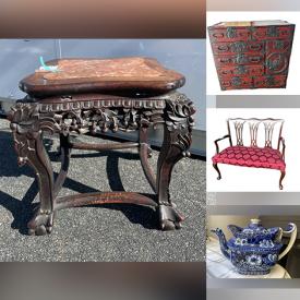 MaxSold Auction: This online auction features balloon back chairs, apothecary chest, roll top desk, secretary desk, Asian vases, decanters, mirrors, teapots, Roseville pottery, Hummels and much more!