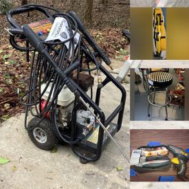 MaxSold Auction: This online auction features car jacks, pressure washer, plumbing supplies, work platforms, survey equipment, magnetic locators, fishing gear, power & hand tools, tire chains, garden tools, AC window unit, bike, air compressor, canning jars, vinyl records, leather chair, roll top desk, men’s & women’s shoes and much more!