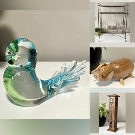 MaxSold Auction: This online auction features crocks, art glass, nesting dolls, soapstone carvings, vintage brass, vinyl records, vintage salt  & pepper shakers, comics, milk glass, bubble jacket, vintage glass fairy lamp and much more!