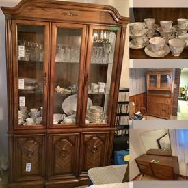 MaxSold Auction: This online auction features furniture such as a Braemore china cabinet, chairs, MCM dresser, dining table set, tea cart, Bombay table and others, crystalware, Watermen, Aynsley, Queen Anne, Mikasa and other vintage china, Royal Doulton figurines, Oneida cutlery, sewing machine, sewing supplies, lamps, kitchenware, wall art, Dickens village, seasonal decor, costume jewelry, inkwell, home health aids and much more!