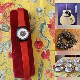 MaxSold Auction: This online auction features Sherman brooches, crystal ware, glassware, antique dinner plates, cranberry glassware, Beswick figurine, Spode teacups, Royal Worcester tea cups & saucers,  Easter lot, filing cabinet, desk, silver plate lot, Christmas decoration, snowman dinner plates, tables, book case, vintage telephone, camping lot, pewter bowl, chintz items, binoculars, jewelry, leather couch, guitar, kitchen ware, pressed glass ware and much more.