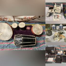 MaxSold Auction: This online auction features motocross boots, men's clothing, games, puzzles, vintage child’s microscope, home electronics, serger, hockey equipment, toys, small kitchen appliances, underwater camera system, youth drum set, precious stones jewelry, drums and much more!