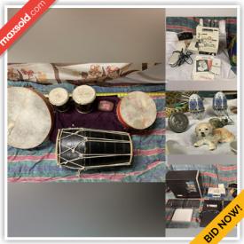 MaxSold Auction: This online auction features motocross boots, men's clothing, games, puzzles, vintage child’s microscope, home electronics, serger, hockey equipment, toys, small kitchen appliances, underwater camera system, youth drum set, precious stones jewelry, drums and much more!