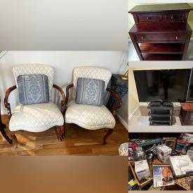 MaxSold Auction: This online auction features vintage toys, framed artwork, Toshiba TV, furniture such as occasional chairs, La-Z-Boy recliner, side tables, sectional sofa and pedestal dining table set with chairs, lamps, jewelry, area rugs and much more!