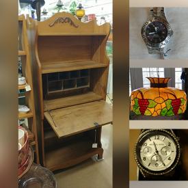 MaxSold Auction: This online auction features antique drop front desk, vintage men’s watches, stained glass hanging light, antique Gingerbread clock, skis, Tom Thomson print, Versey watercolors, watches, Indigenous carving, tea wagon, violin, vintage sterling silver jewelry and much more!