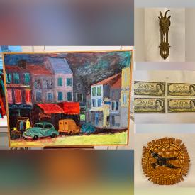 MaxSold Auction: This online auction features vintage pennants, antique glassware, art glass, antique brass decor, vintage sterling silver, fine china, framed artwork, men’s shoes, small kitchen appliances and much more!