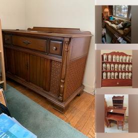 MaxSold Auction: This online auction features furniture such as dressers, desks, bedframes, Invacare hospital bed, Drexel side tables, child’s roll top desk, side tables, upholstered chairs, velour sofa, stereo console, bench and others, decor, pillows, stuffed toys, wall art, Uranium glassware, Hummel spice canisters, serving ware, kitchenware, small kitchen appliances, seasonal decor, home health aids, TV, vintage press, sewing notions, lamps, figurines and much more!