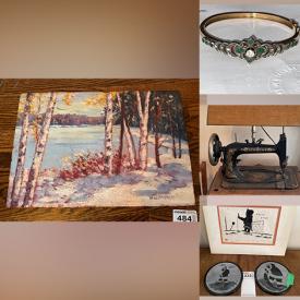 MaxSold Auction: This online auction features antique gold bangles, signed paintings, silver plate, art glass, vintage lamps, antique gramophone, furniture such as vintage walnut cabinet, vintage 60s dresser, MCM bedside tables, and settees, Judaica, room dividers, 925 jewelry, NHL collectibles and much more!