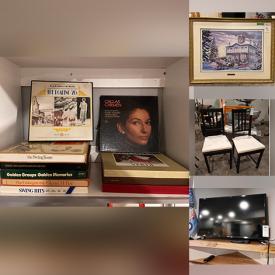 MaxSold Auction: This online auction features collectibles such as Hummel, LP boxed sets, crystal ware and mantel clocks, 31” Samsung TV, furniture such as maple highboy, armchairs, display cabinets, and walnut dresser, framed paintings, lamps and much more!