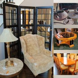 MaxSold Auction: This online auction features framed wall art, fine Mikasa china, lamps, furniture such as Thomasville leather sectional, side tables, bombe chests, pedestal dining table with chairs, wooden dresser, roll-top desk and wall units, stemware, exercise equipment, stereo receivers, generator and much more!