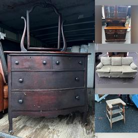 MaxSold Auction: This online auction features a storage unit with a dresser, couch, china hutch, patio table, entertainment center, step stool, bookcase and more!