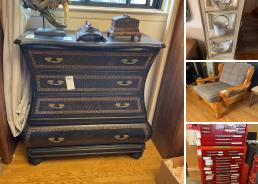 MaxSold Auction: This online auction features framed artwork, hand tools, power tools, hardware, DVDs, shelving, cabinets, small kitchen appliances, furniture such as armchairs, dining table and chairs, china cabinet, and dressers, home decor, books, office supplies, exercise equipment and much more!