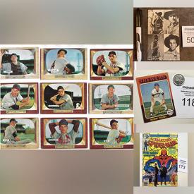 MaxSold Auction: This online auction features baseball and hockey cards, sealed football card sets, comics such as Spiderman, The Micronauts, Tarzan, Star Trek and others, vintage Boy Scouts items, posters, 1984 NASCAR model kit, Wayne Gretzky metal lunchbox, stamps, Star Trek cards, Star Wars figures, records, sports pinback buttons, Red Rose tea cards, Marvel trading cards, 1916 college football megaphones, City of Ottawa curling pins, Beetlejuice cards and much more!