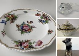 MaxSold Auction: This online auction features vintage Asian tea pot, vases, Garet and Copeland serving dishes, custom jewelry, vintage Asian Cloisonne dishes, porcelain dishes, crystal figurine, vintage WM Rogers cutlery, Swarovski crystal figurine, teacup and saucers, original oil painting, Royal Doulton figurine, vintage plates and dishes, glassware, candle holder, glass art figurines, vintage wooden statues, vintage Anniversary clock, lamps, Limoges porcelain items, loose semi-precious stones, BBQ cutlery, decor, clown figurines, toys, snowboard, puzzle, ski scooters and much more.