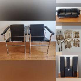 MaxSold Auction: This online auction features Basculante armchairs, Le Corbusier leather armchairs, statues, Asian figurines, small kitchen appliances, tulip table, EQ3 leather furniture, glass & metal workstation, futon, patio furniture, hand tools, soldering equipment, power tools and much more!