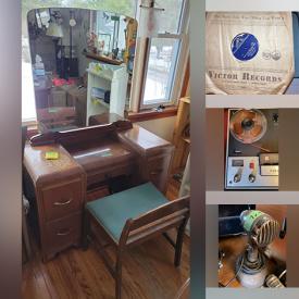 MaxSold Auction: This online auction features area rug, pull-out sofa, Victrola, craft supplies, toys, crocks, board games, craft supplies, collector plates, wooden crates, small kitchen appliances, chicken figurines, vinyl records, antique radios, office supplies, instruments, sewing machines, collector spoons, bottle opener collection, home electronics, Avon cars, vintage tins, Disney collectibles, antique tools and much more!