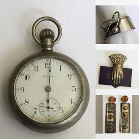 MaxSold Auction: This online auction features vintage Elgin pocket watch, antique and modern sterling silver jewelry, antique lockets, 10k gold rings, carved jade pendants, vintage brooches and much more!