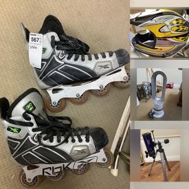 MaxSold Auction: This online auction features golf clubs, skates, rollerblades, sports helmets, snorkeling gear, tabletop hockey game, laptops, NIB exercise equipment, rip sticks, kid\'s scooters & bike, RC helicopter, office supplies, hockey equipment, telescope and much more!