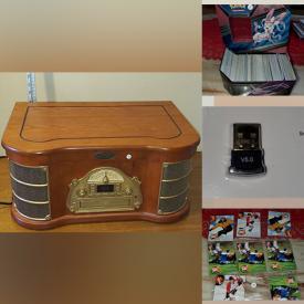 MaxSold Auction: This online auction features trading cards, USB bluetooth, vintage movie cards, vintage AM/FM player, Xbox, PlayStation set, games vintage Marconi speaker, power tools, infrared waterproof camera, hot-wheels, puzzle headlight stuffed toys, superhero stickers, Marvel & DC comic, super hero figurine and much more.