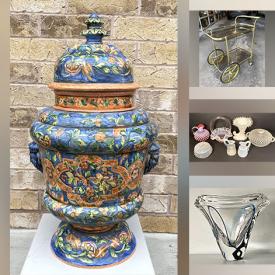 MaxSold Auction: This online auction features MCM lamp, soapstone carving, bar cart, Fenton glass, art glass, Royal Doulton figurine, teacup/saucer sets, Indigenous art, cameras, art pottery, vintage ashtrays, vintage Hoselton figurines, vinyl records, vintage Ikea stacking chairs, vintage Avon collectibles, teapots and much more!