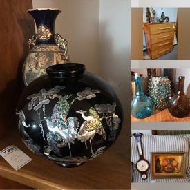 MaxSold Auction: This online auction features furniture such as a sleeper sofa, entertainment center, vintage dresser, Bentwood rocking chair and others, Asian lamps, Asian ceramics, Jenny Lind and other art glass, Ulysses Grant bust, pottery, wall art, barometer and much more!