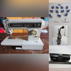 MaxSold Auction: This online auction features a Beam cutter, vintage Elna, Kenmore and other sewing machines, Kraft NHL binder, vintage bottles, collectible M&M clock, decor, cordless handheld massager, vintage fireplace tools, vintage pitchers, vintage drawer pulls, jewelry, watches, vintage compressor, mirrors, electrical items, Game of Thrones DVD set, Kodak Instamatic camera, bags, wall art, vintage oil lamp parts, lamps, maps, vintage magazine holder, hardware and much more!