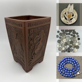 MaxSold Auction: This online auction features sterling silver jewelry, jade, loose gemstones, Victorian book chain, Yixing clay teapot, teacup/saucer sets, carnival glass, art glass, Hawaiian Tiki gods, Turquoise jewelry, coins, Chinese scroll, antique tools, costume jewelry, First Nations pendants and much more!