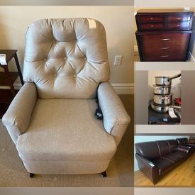 MaxSold Auction: This online auction features 49” Toshiba TV, furniture such as lift chair, armchairs, Kroehler dressers, electric mobility hospital bed, side tables, leather sofa and media cabinet, costume jewelry, framed artwork, area rugs, fine china, glassware, kitchenware and much more!