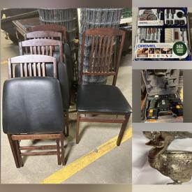 MaxSold Auction: This online auction features vintage Schwinn Collegiate, tea sets, furniture such as folding chairs, side chair, vintage sofa and picnic table, work lights, hand tools, power tools, pewterware, ceramics, 32” Samsung TV and much more!