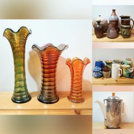 MaxSold Auction: This online auction features carnival glass, Blue Mountain pottery, MCM ceramics, wood carvings, collector plates, stoneware, costume jewelry, kitchenware, crystal ware, home decor and much more!