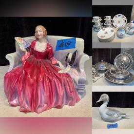 MaxSold Auction: This online auction features vintage tea set, Royal Doulton figurine, antique and vintage buttons, vintage sewing items, napkin rings, antique and vintage books, DVDs, silver plated items, crystal and wooden decanters, jeweler, Christmas decor, vintage cast iron items, games, decor, crystal glasses, serving plates/trays, table cloth, Lladro figurine,  antique & vintage tins, antique oil on canvas/board, Victorian apothecary bottle, prints, lamps, canning items, glassware, vintage atlas, comics, antique plates, metal picture frames, clocks, vintage wall plaques, magazines, mahogany end table, CDs, vintage framed maps and much more.