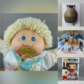 MaxSold Auction: This online auction features Funko POP characters, a Cabbage Patch Doll, Disney Pixar light-up toys, board games, Avengers dolls, Bratz dolls, foreign currency, framed original art, pottery and much more!!