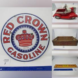 MaxSold Auction: This online auction features metal signs, novelty teapots, coins & banknotes, children\'s books, vintage tins, vintage electric games, vintage novelty bottles, stemware, sports trading cards, art supplies, oil lamps, sports equipment, watches, vintage fans, 3D pictures, art glass and much more!