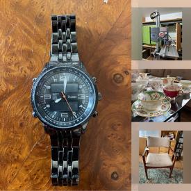 MaxSold Auction: This online auction features fine china, framed art, furniture such as oak desk, wood cabinets, shelving units, and MCM dressers, small kitchen appliances, area rugs, glassware, albums, CDs, Samsung TV, office supplies, floor lamps, tools and much more!