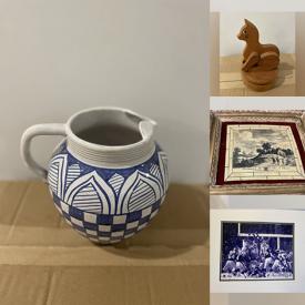 MaxSold Auction: This online auction features antique engravings on tiles, framed artwork, musical cat, vases and much more!