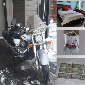 MaxSold Auction: This online auction features 750 Honda Shadow, ware, small kitchen appliances, games, wall art, sporting equipment, iRobot vacuum, LG TV, Cutler cupboards, bar stools, queen bedroom set, La-Z-Boy recliner, outdoor items, rugs, Broil King grill and much more!