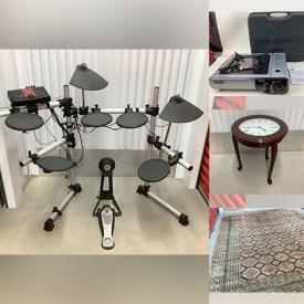 MaxSold Auction: This online auction features Yamaha electric drum kit, 42” LG TV, small kitchen appliances, new portable gas stove, original artwork, lamps, area rugs, coffee table, fine china, Royal Doulton, stemware, silver plate, bicycles and much more!