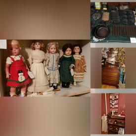MaxSold Auction: This online auction features Bavarian wax art, assorted cast iron, Hoosier cabinet, sewing machine, vintage doll collection, office supplies, vintage trunks, vintage dresser sets, dry sink cabinet, jewelry, brick mold shelf, vintage secretary cabinet, garden tools, office supplies, doll house & furniture, hurricane lamps, curio cabinet, salt & pepper shakers, Waterloo pump organ, pie safes, glass insulators and much more!