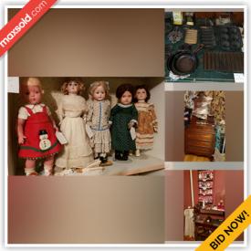 MaxSold Auction: This online auction features Bavarian wax art, assorted cast iron, Hoosier cabinet, sewing machine, vintage doll collection, office supplies, vintage trunks, vintage dresser sets, dry sink cabinet, jewelry, brick mold shelf, vintage secretary cabinet, garden tools, office supplies, doll house & furniture, hurricane lamps, curio cabinet, salt & pepper shakers, Waterloo pump organ, pie safes, glass insulators and much more!