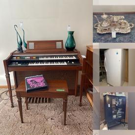 MaxSold Auction: This online auction features furniture such as chairs, shelving units, sofa bed, table, china cabinet, desk chair, Kroehler wing chair, reclining lift chair, pool table and others, Yamaha keyboard organ, small kitchen appliances, Blue Mountain pottery, books, seasonal decor, cleaning supplies, silverplate pieces, electronics, Rockwell collector plates, planters, USB turntable, sewing machine, lamps, crystalware, barware, vintage swag lamp, welding torch, saws and other power tools, storage shed, car care items, garden supplies, bicycle and much more!