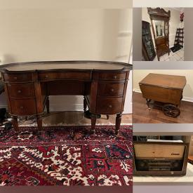 MaxSold Auction: This online auction features antique Theodore Alexander desk, antique tea wagon, cuckoo clock, stained glass lamp, room dividers, cookie jar, framed wall art, depression glass, leather purses & coats and much more!