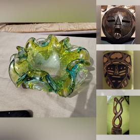 MaxSold Auction: This online auction features art glass, wall masks, children’s books, self-help books, cookie jar, glass pyramid, carved sculptures and much more!