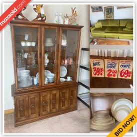 MaxSold Auction: This online auction features furniture such as a dresser, bedframe, vintage couch, vintage wood chairs, cabinet, vintage desk, Kroehler chairs, tables, china cabinet, display cabinet and others, silverplate, Royal Doulton, Crown Ming and other china, books, Beaumark dryer, HP printer, wall art, hanging lamp, ship clock, accessories, kitchenware, small kitchen appliances, vintage Zenith TV, Telefunken radio, linens, collector plates, Honest Ed signs and much more!