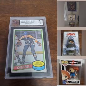 MaxSold Auction: This online auction features large collection of trading cards, record holder, vinyl records, beetles figures, board games, action figurines, Funko pop, plush toys and much more.