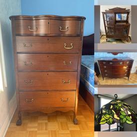 MaxSold Auction: This online auction features fine china, depression glass, furniture such as vintage nightstands, vintage dressers, wooden chairs, antique cabinet, dining table, and loveseats, area rugs, kitchenware and much more!