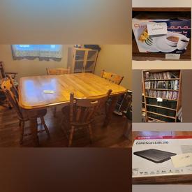 MaxSold Auction: This online auction features framed artwork, office electronics, furniture such as armchairs, end tables, bookshelves, cabinets, and solid wood dining room set, DVDs, office supplies, lamps, Sony TV and much more!